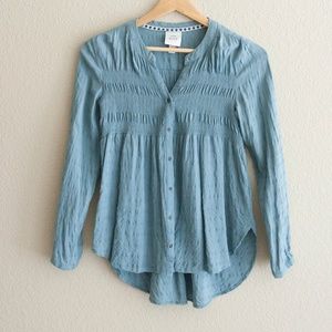 Knox Rose Boho Smocked Hi Lo Buttondown Festival